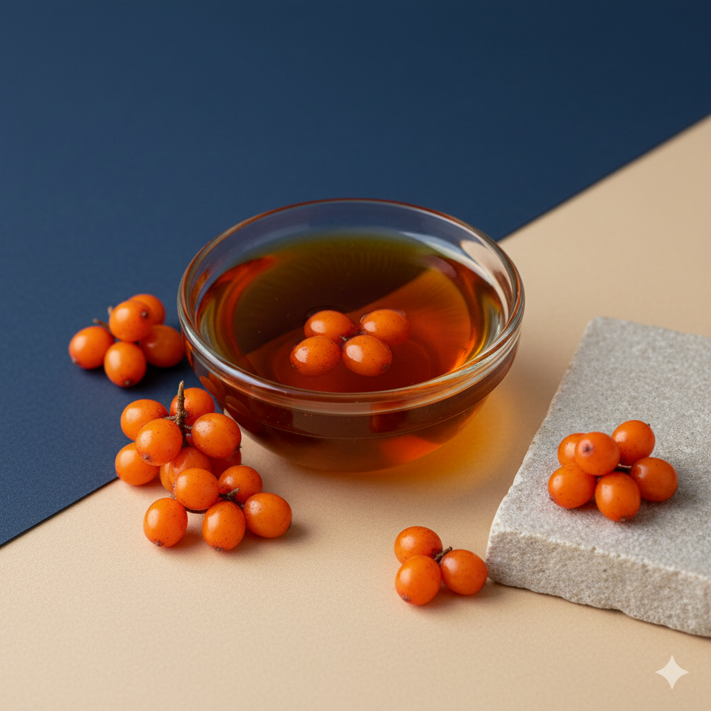Editorial shot of Seabuckthorn Berry Oil